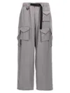Y-3 Gray Refined Wool Cargo Pants In Grey