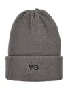 Y-3 Grey Knit Beanie With Embroidered Logo In Gray