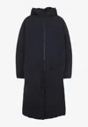 Y-3 Minimalist Black Long Coat With Flap Pockets And Hood In Black