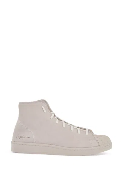 Y-3 Y 3 High Top Pro Model Sneakers In Light Gray Suede With Velcro Closure In Grey