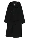 Y-3 Hooded Double-breasted Coat In Black