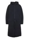 Y-3 Minimalist Black Long Coat With Flap Pockets And Hood In Black