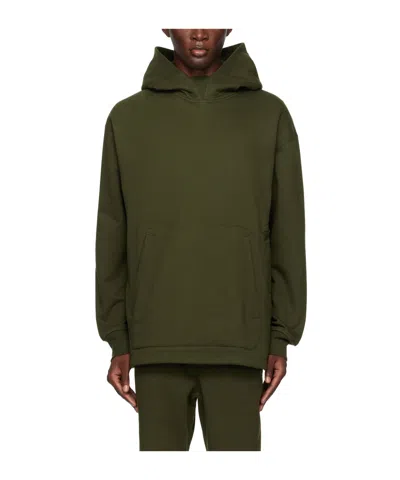 Y-3 Hooded Long-sleeved Hoodie In Green