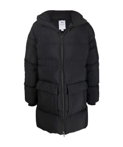 Y-3 Hooded Padded Down Coat In Black