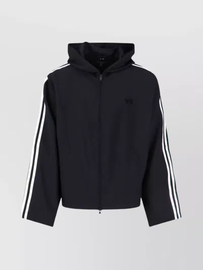 Y-3 Hooded Sweatshirt With Side Pockets And Stripes In Black