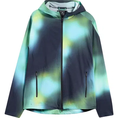 Y-3 Hooded Water Repellent Running Jacket In Blue Multicolor