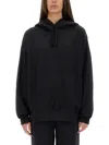 Y-3 Graphic Black Cotton Hoodie With Contrasting White Artwork In Black