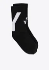Y-3 Intarsia-knit Logo Socks In Black