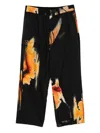 Y-3 Joggers With Abstract Orange Print And Side Seam Pockets In Black