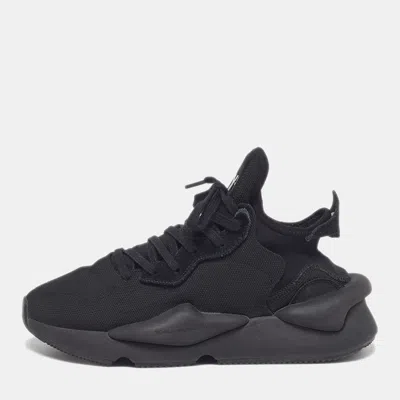 Pre-owned Y-3 Kaiwa Size 38.5 Black Mesh And Suede Lace Up Sneakers