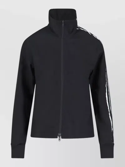 Y-3 Knit Sweatshirt High Collar Ribbed Cuffs Stripes In Black
