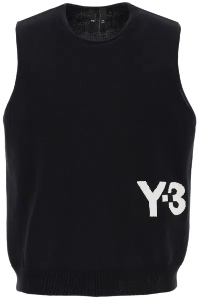 Y-3 Knitted Logo Vest In Seven In Nero