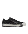 Y-3 Black Textile Sneakers With Distressed Sole In Black