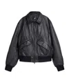 Y-3 Leather Bomber Jacket In Black