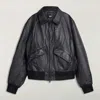 Y-3 Leather Bomber Jacket In Gray