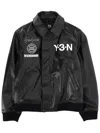Y-3 Long-sleeved Leather Jacket In Black