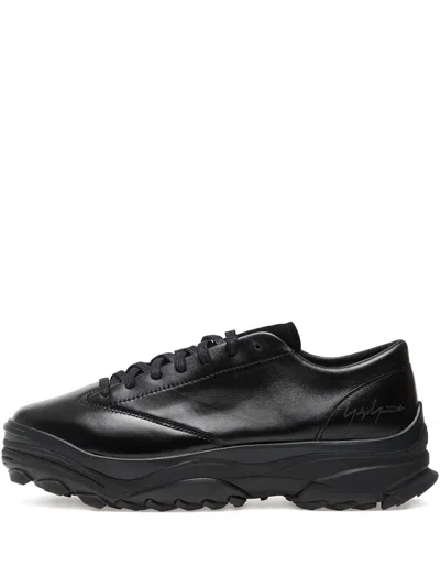 Y-3 Leather Lace-up Trainers In Black
