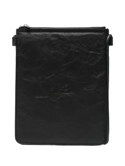 Y-3 Leather Messenger Bag In Black