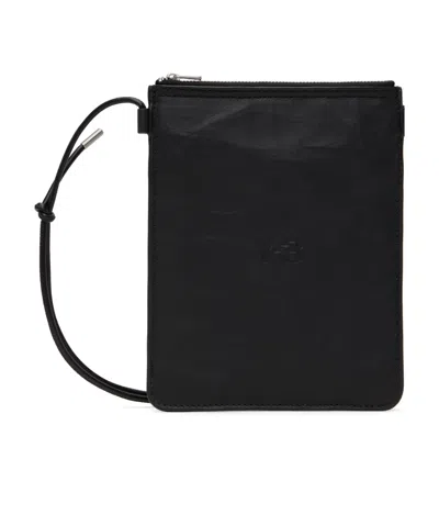 Y-3 Leather Messenger Bag In Black