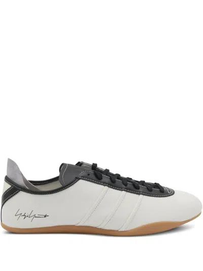 Y-3 Leather Panelled Lace-up Sneakers In Gray