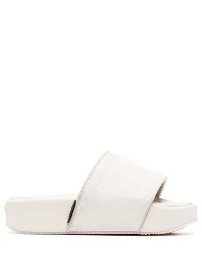 Y-3 Leather Slides In Neutrals