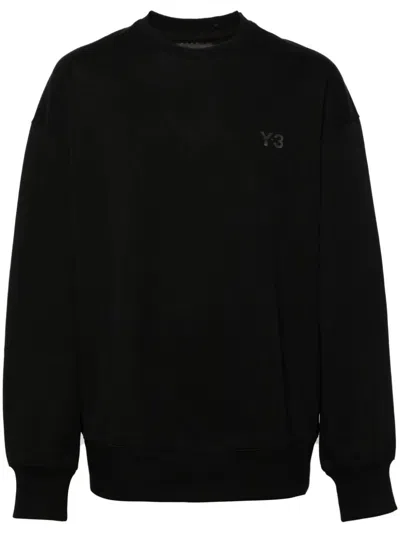 Y-3 Black Cotton Crewneck Sweatshirt With Tone On Tone Logo