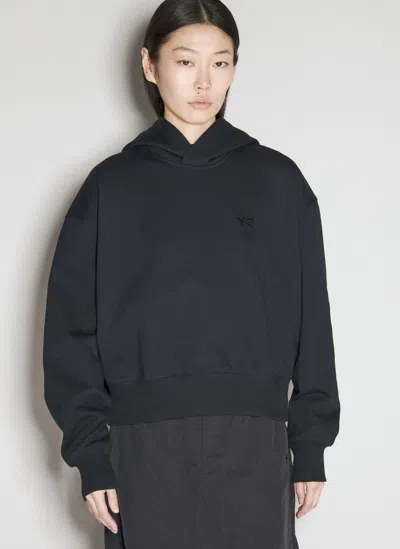 Y-3 Logo Applique Hooded Sweatshirt In Black