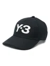 Y-3 Logo Cotton Baseball Cap In Black