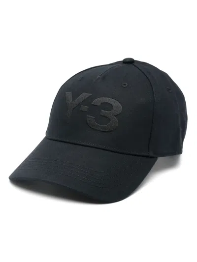Y-3 Logo Cotton Baseball Cap In Blue
