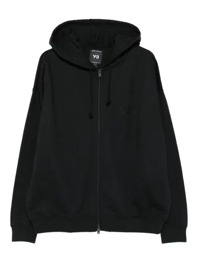 Y-3 Logo Cotton Hoodie In Black