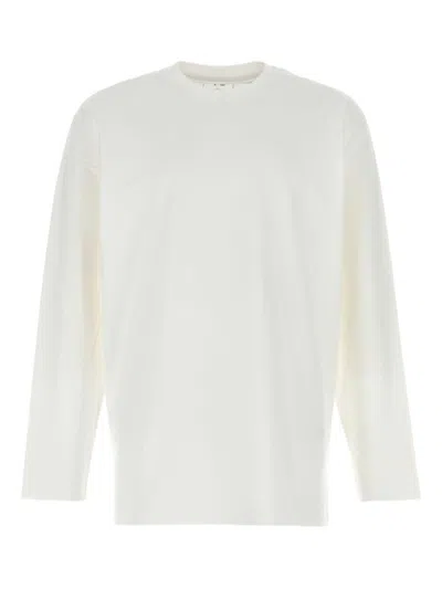 Y-3 Graphic Print Crew Neck Long Sleeve T-shirt In White