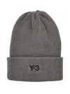 Y-3 Grey Knit Beanie With Embroidered Logo In Gray