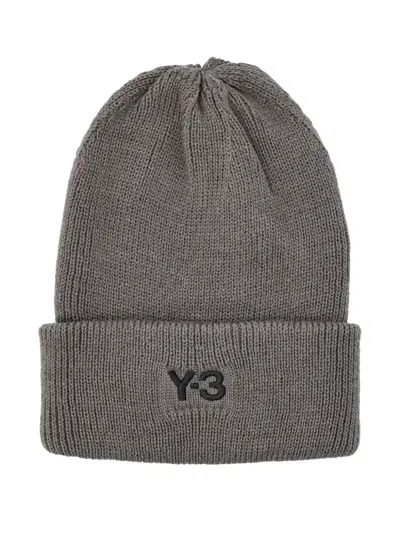 Y-3 Logo-detail Beanie In Gray