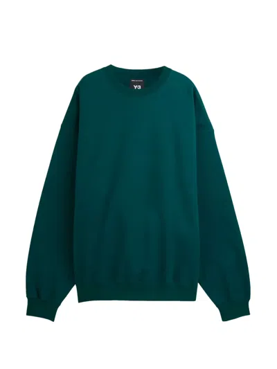Y-3 Logo Crew Neck Knit Sweatshirt In Green