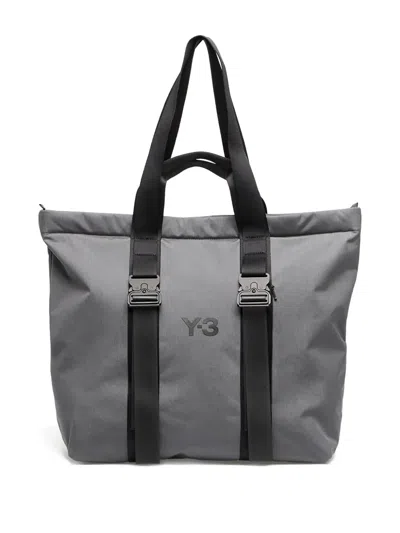 Y-3 Logo-detail Tote Bag In Gray