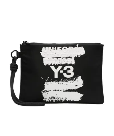 Y-3 Logo-embellished Clutch Bag In Black