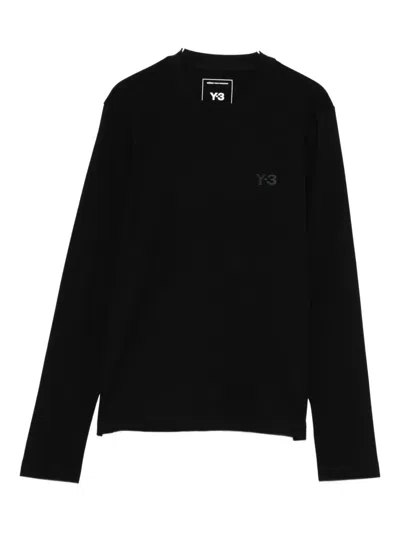 Y-3 Logo-embellished Long-sleeve Tee In Black