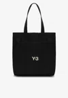 Y-3 Adidas Y 3 Black Cotton Tote Bag With Logo In Black