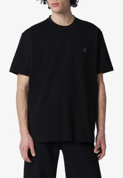 Y-3 Logo-embroidered Crewneck T-shirt In Black