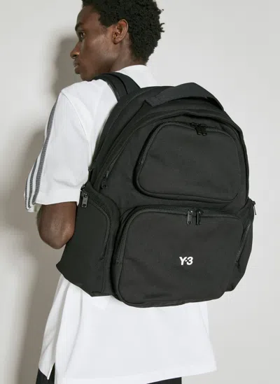 Y-3 Logo刺绣填充双肩包 In Black