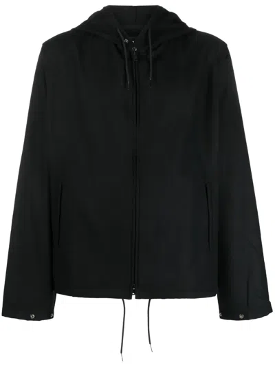 Y-3 Wool Blend Flannel Zip Hoodie In Black