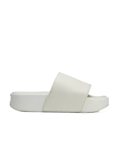 Y-3 Logo-patch Flatform Slides In White