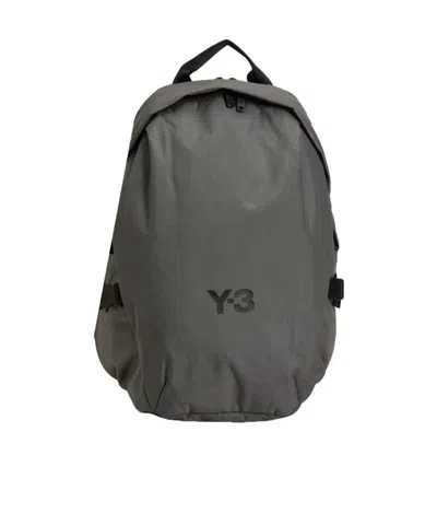 Y-3 Logo-plaque Backpack In Gray