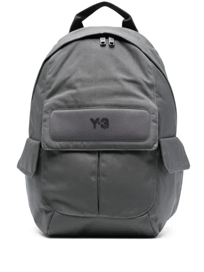 Y-3 Logo Pocket Backpack In Gray