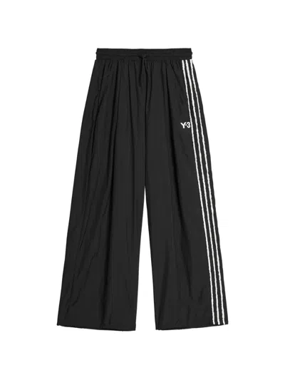 Y-3 Logo-print 3-stripe Trousers In Black
