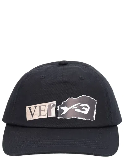 Y-3 Logo Print Baseball Hat In Black