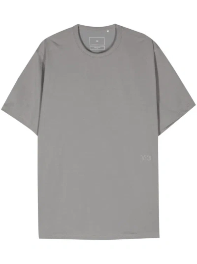 Y-3 Logo-print Cotton-blend T-shirt In Grey