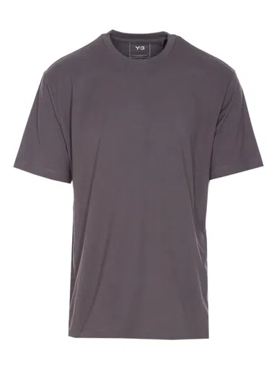 Y-3 Logo-print Crew-neck Tee In Gray
