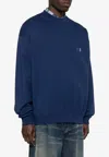 Y-3 Logo Print Crewneck Sweatshirt In Blue