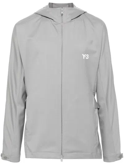 Y-3 Logo-print Jacket In Grey